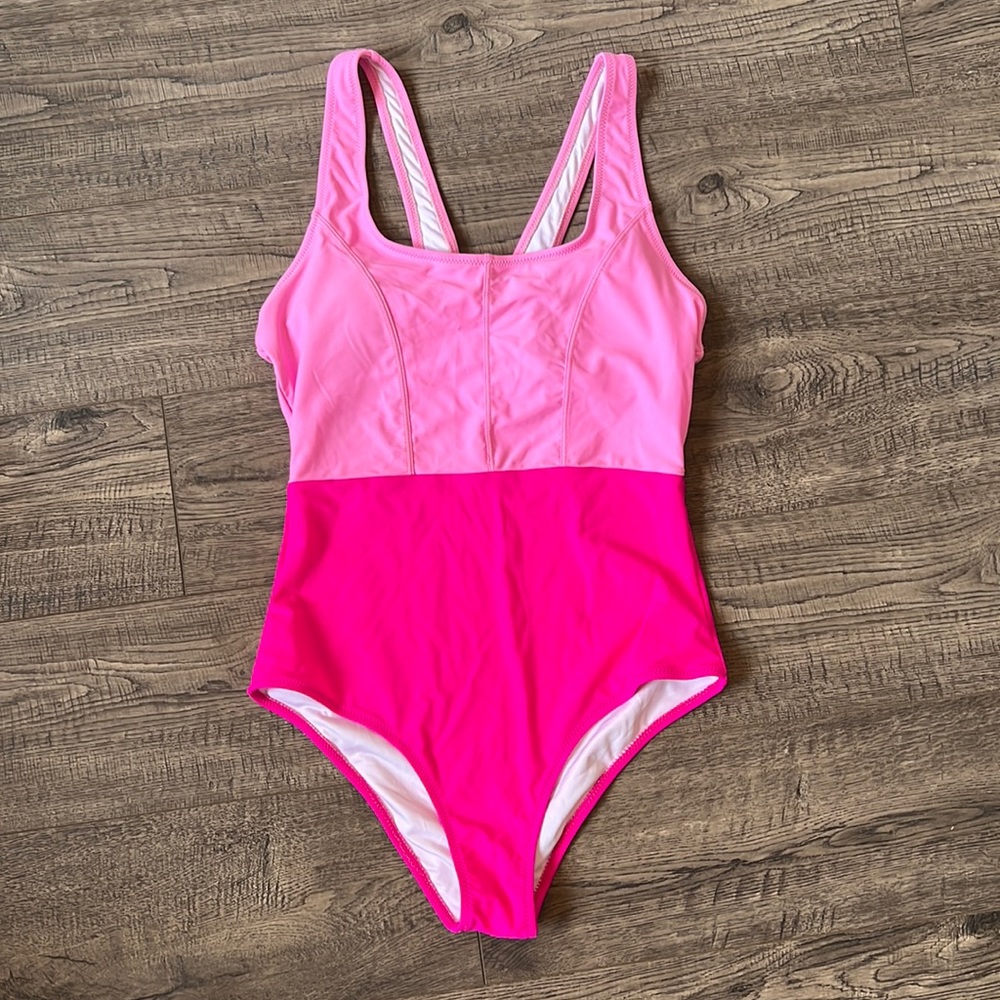 Pink color block, one piece